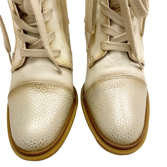 Hispanitas Janeth Leather Lace Up Victorian booties Cream Size EU 39 1/2/ US 9 - Picture 5 of 14